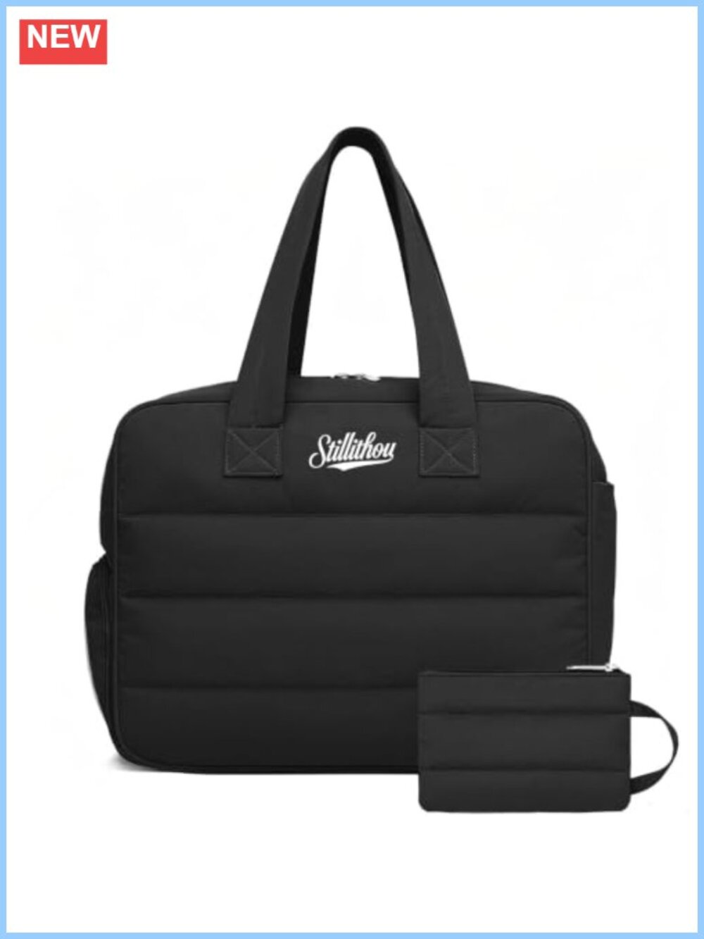 25L Puffer Tote Bag Lightweight Work Bag with 10 Pockets & Cosmetic Pouch